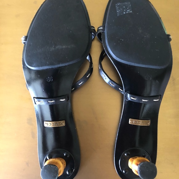 💫GUCCI Black Mules Bamboo Heels 💫 like New - Picture 5 of 6